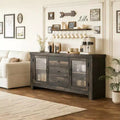 54.4 Buffet Sideboard with 2 Glass Doors &amp; 3 Drawers for Living Room, Kitchen, Dining Room