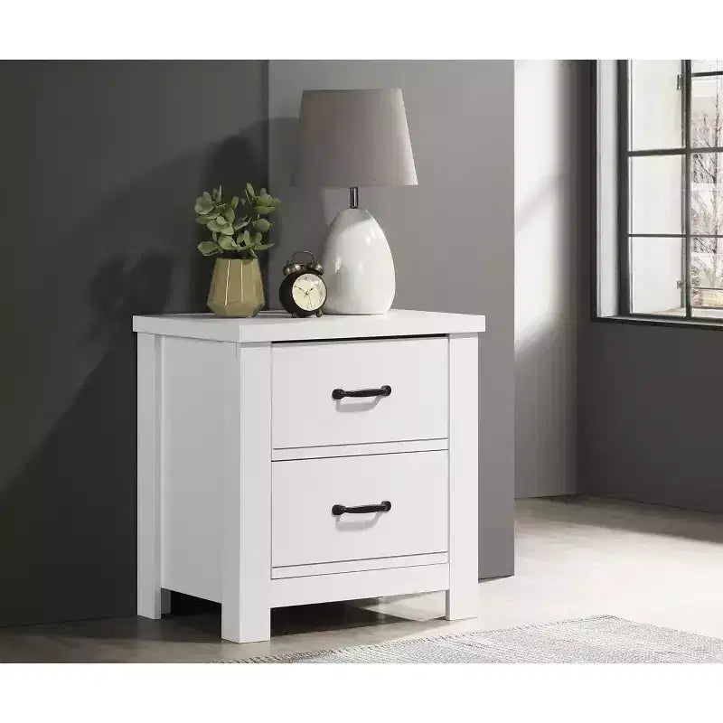 Stylish Functional 2 Drawer Nightstand for Bedroom Living Room