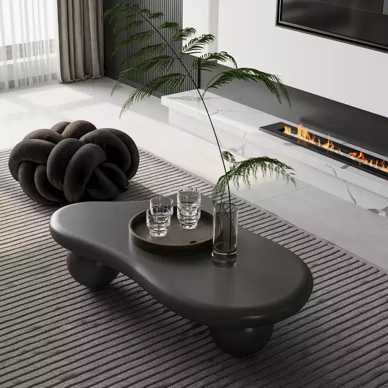 47 Cloud Coffee Table with Ball Legs, Modern Irregular Center Table for Living Room, Black