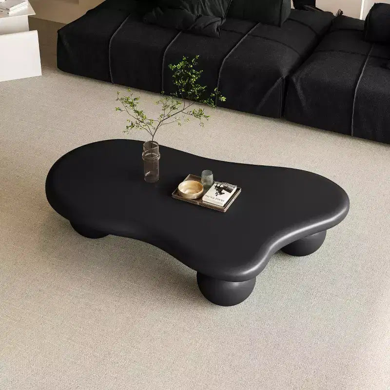 47 Cloud Coffee Table with Ball Legs, Modern Irregular Center Table for Living Room, Black