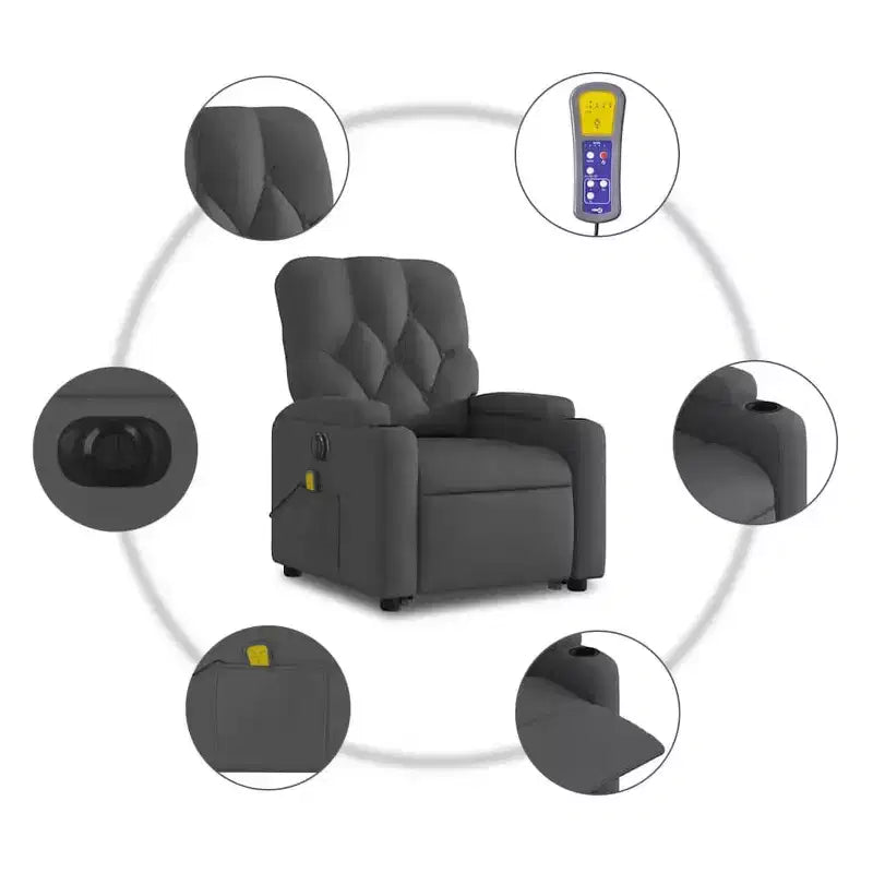 vidaXL Stand Up Massage Recliner Chair Dark Gray
