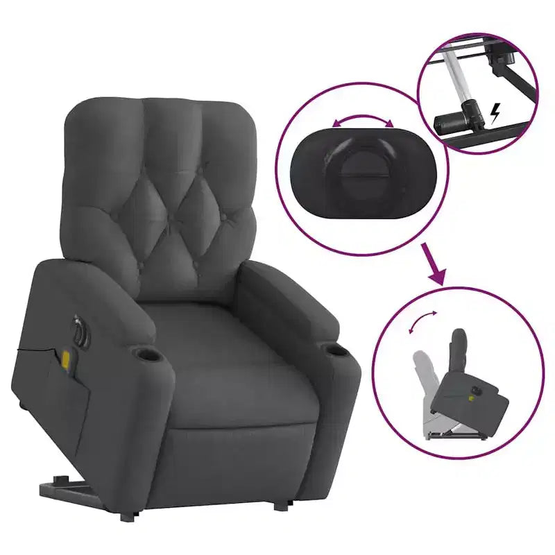 vidaXL Stand Up Massage Recliner Chair Dark Gray