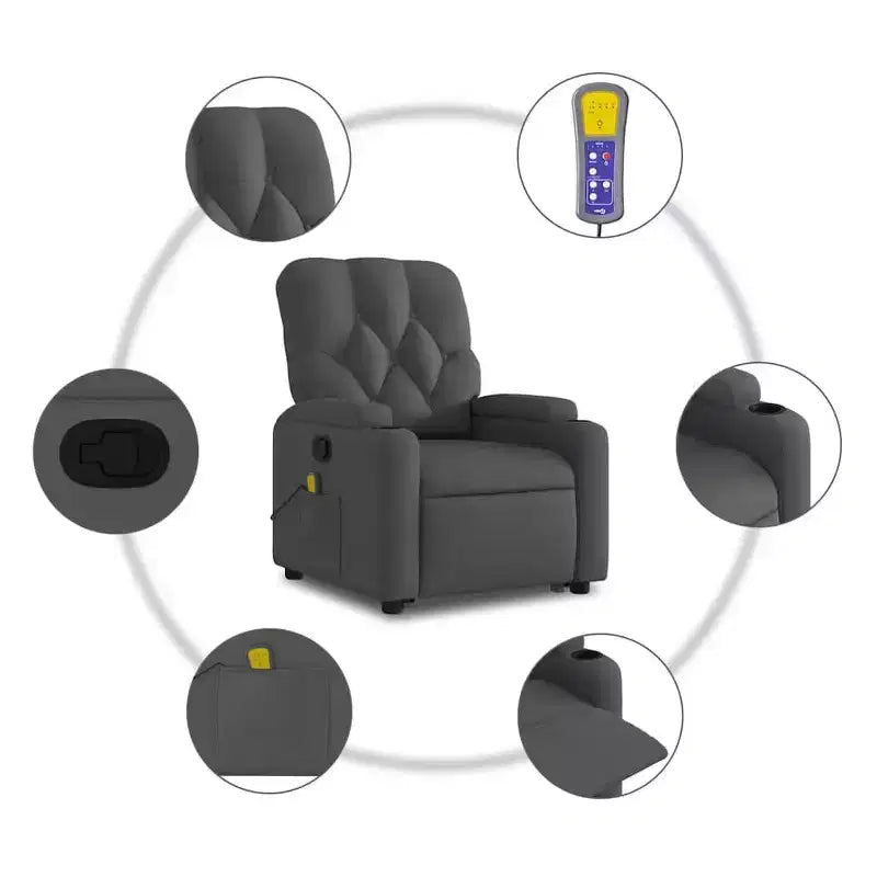 vidaXL Stand Up Massage Recliner Chair Dark Gray