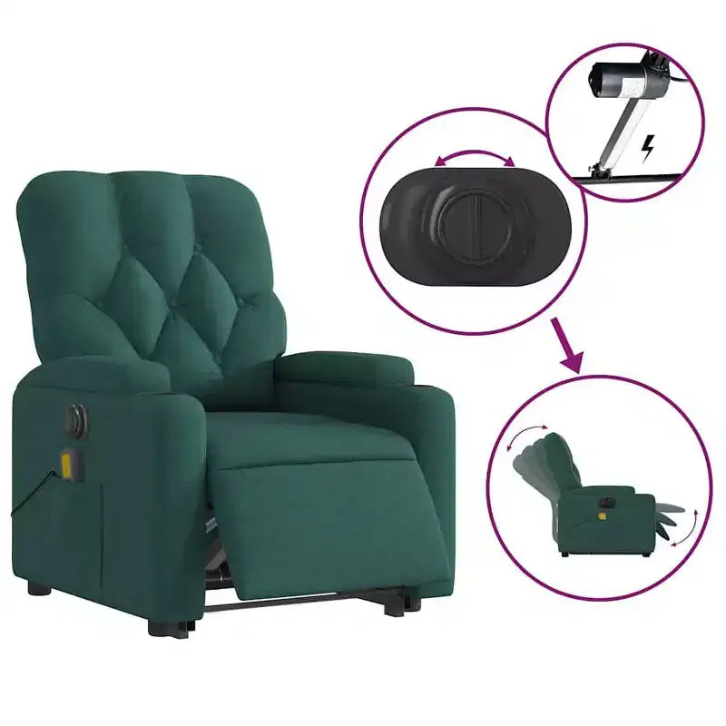 vidaXL Stand Up Massage Recliner Chair Dark Gray