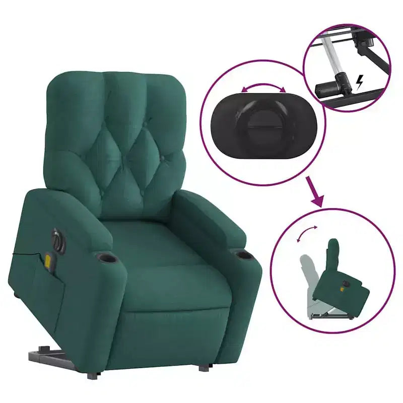 vidaXL Stand Up Massage Recliner Chair Dark Gray
