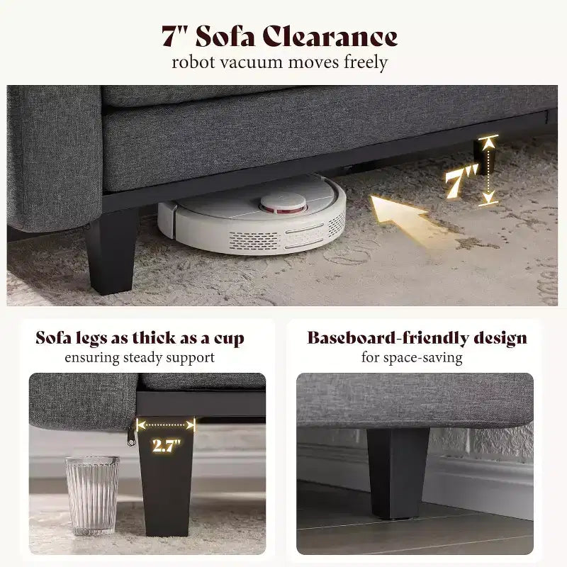 AMERLIFE 3 Seater Sofa 74.8in Deep Seat Couch with Metal Frame Support
