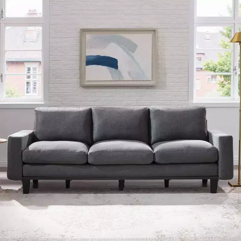 AMERLIFE 3 Seater Sofa 74.8in Deep Seat Couch with Metal Frame Support