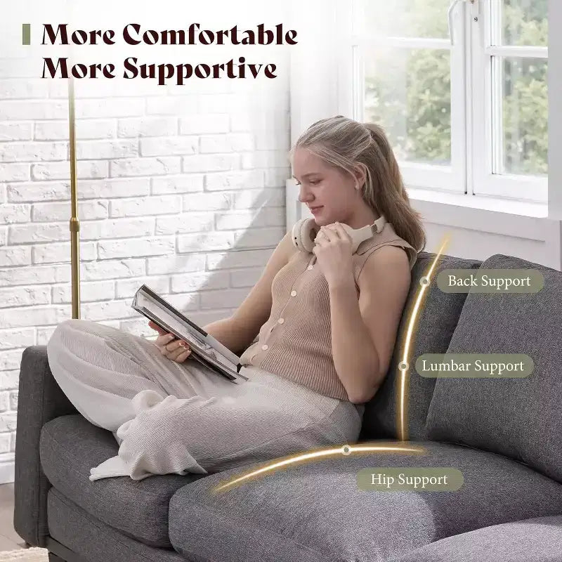 AMERLIFE 3 Seater Sofa 74.8in Deep Seat Couch with Metal Frame Support