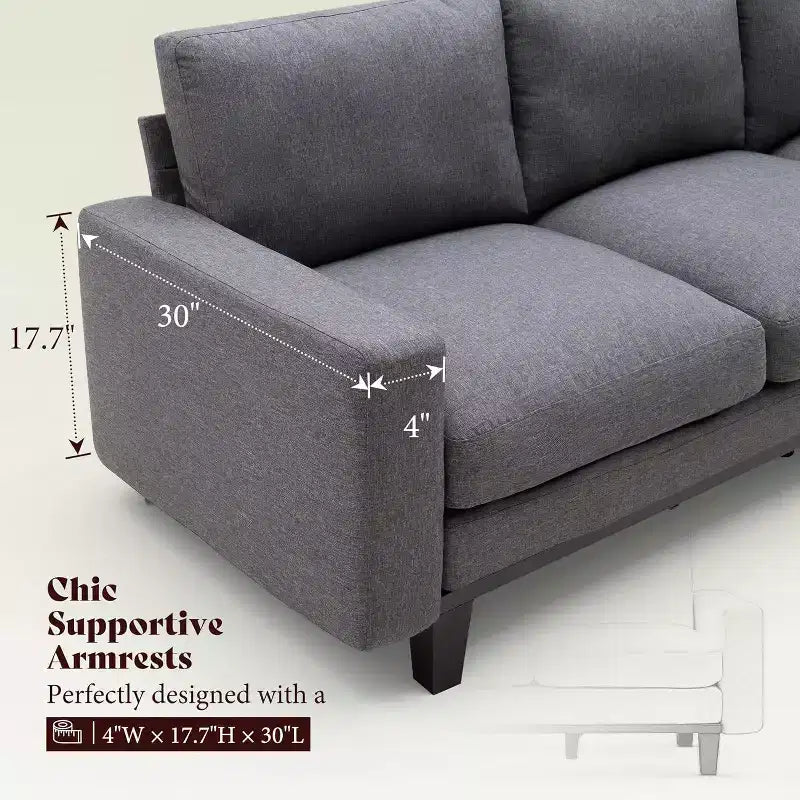 AMERLIFE 3 Seater Sofa 74.8in Deep Seat Couch with Metal Frame Support