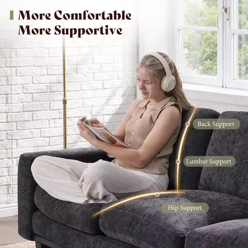 AMERLIFE 3 Seater Sofa 74.8in Deep Seat Couch with Metal Frame Support