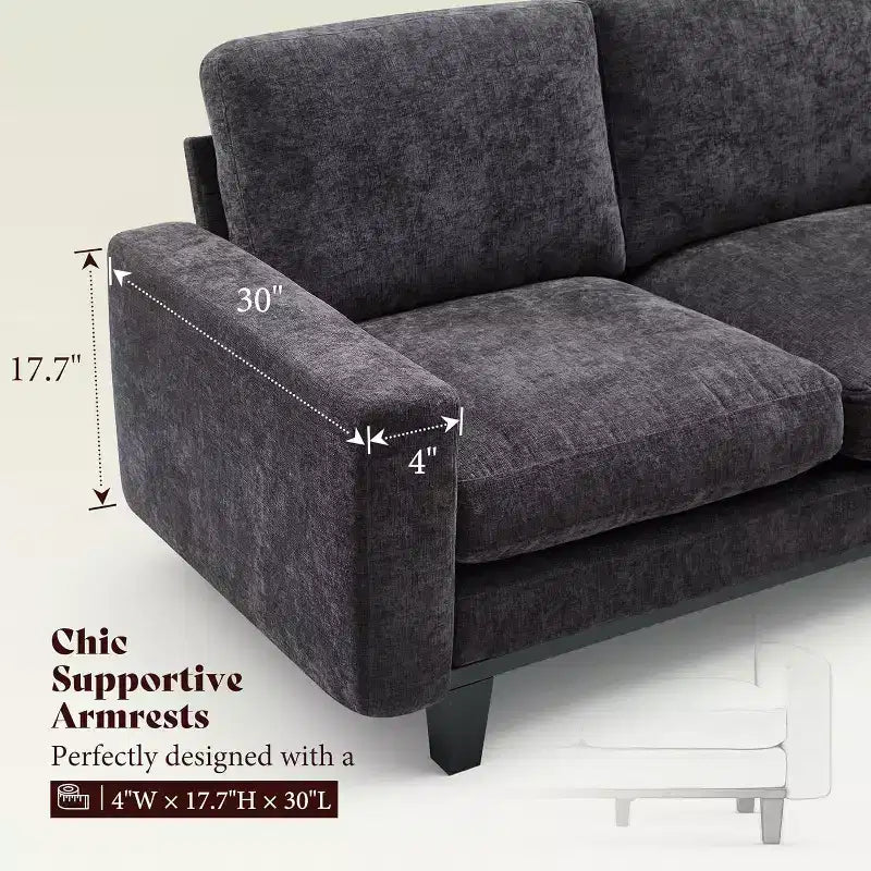 AMERLIFE 3 Seater Sofa 74.8in Deep Seat Couch with Metal Frame Support