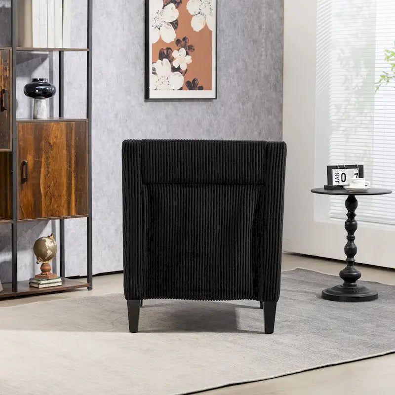 Black Modern 26.8 Arm Chair with Rubber Wood Legs