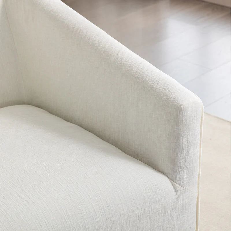 31 Chenille Upholstered Barrel Arm Chair with Swivel Base