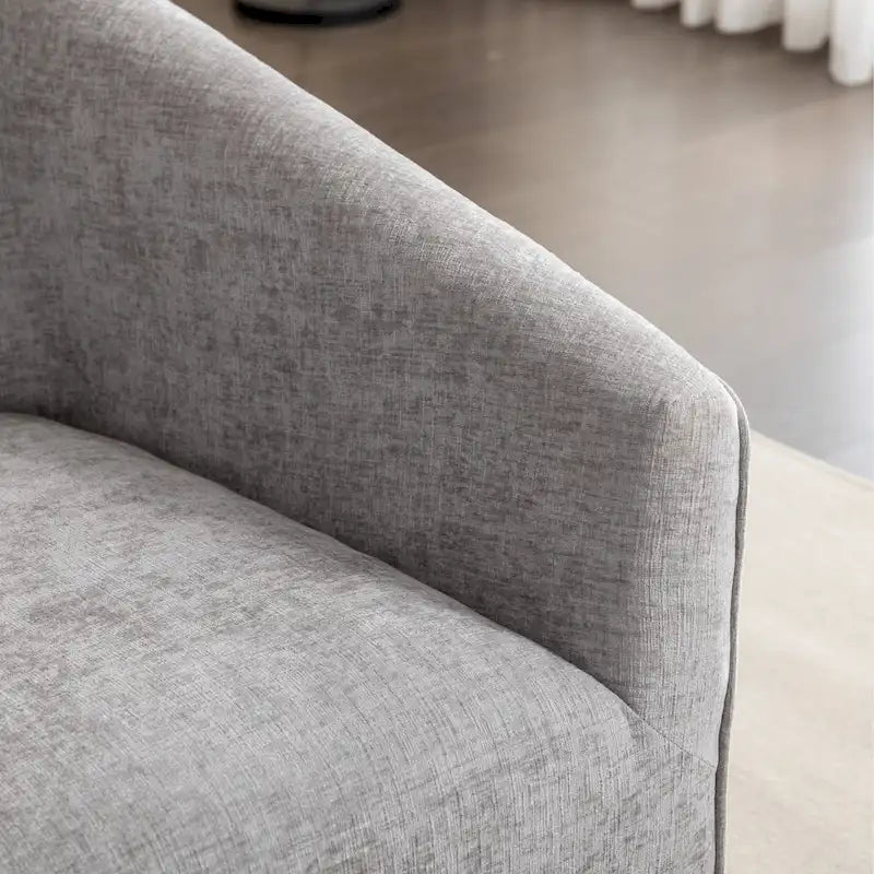31 Chenille Upholstered Barrel Arm Chair with Swivel Base
