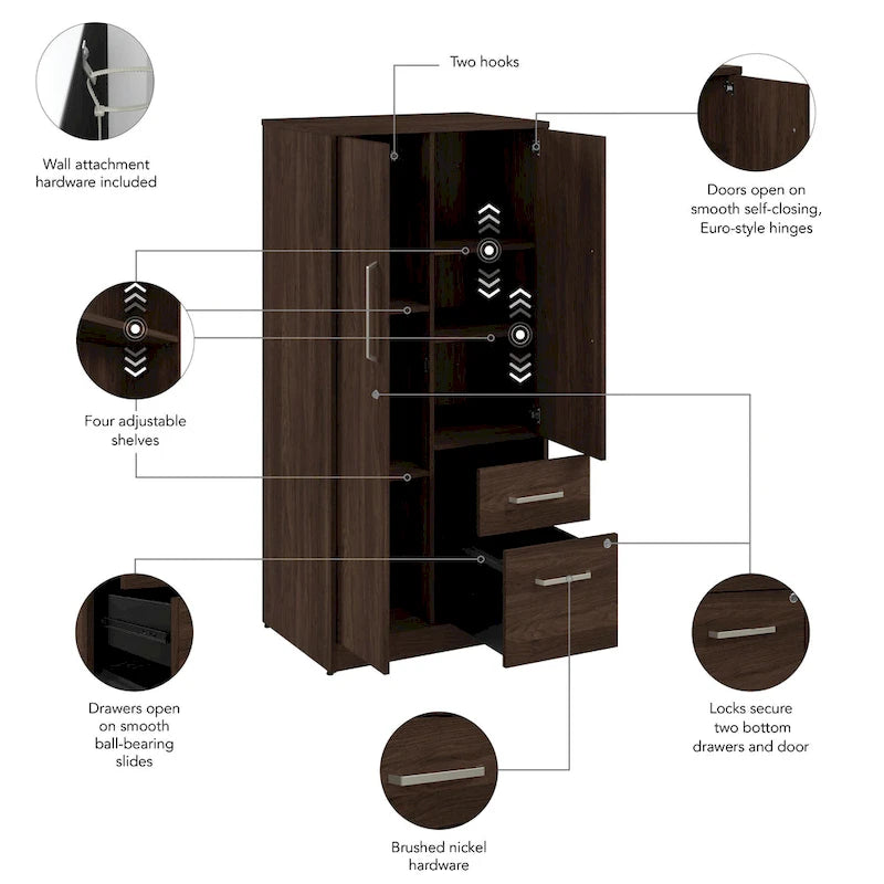 Bush Business Furniture Vista Wardrobe Cabinet with Drawers
