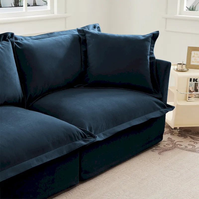 120 Chenille L-Shaped Sectional with Convertible Ottoman & 2 Pillows and 3-Seater Cloud Couch