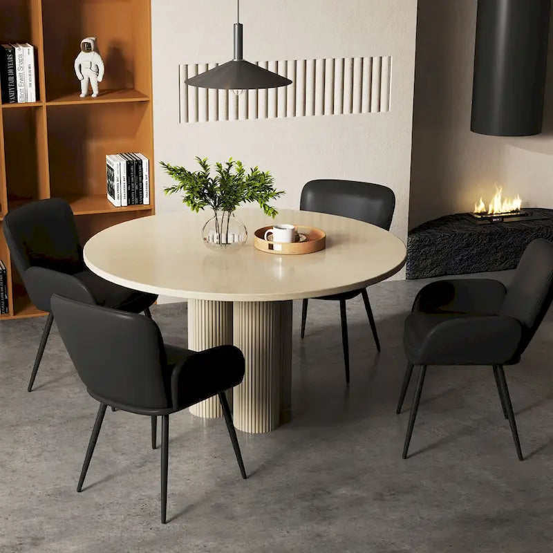 Set of 4 Cat-Scratch Resistant Dining Chairs with Gold Metal Legs