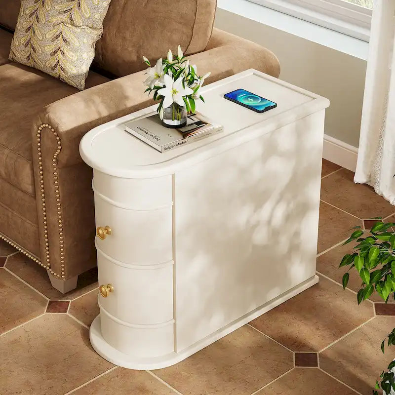 Wood End Table, Narrow Side Table Solid Side Table