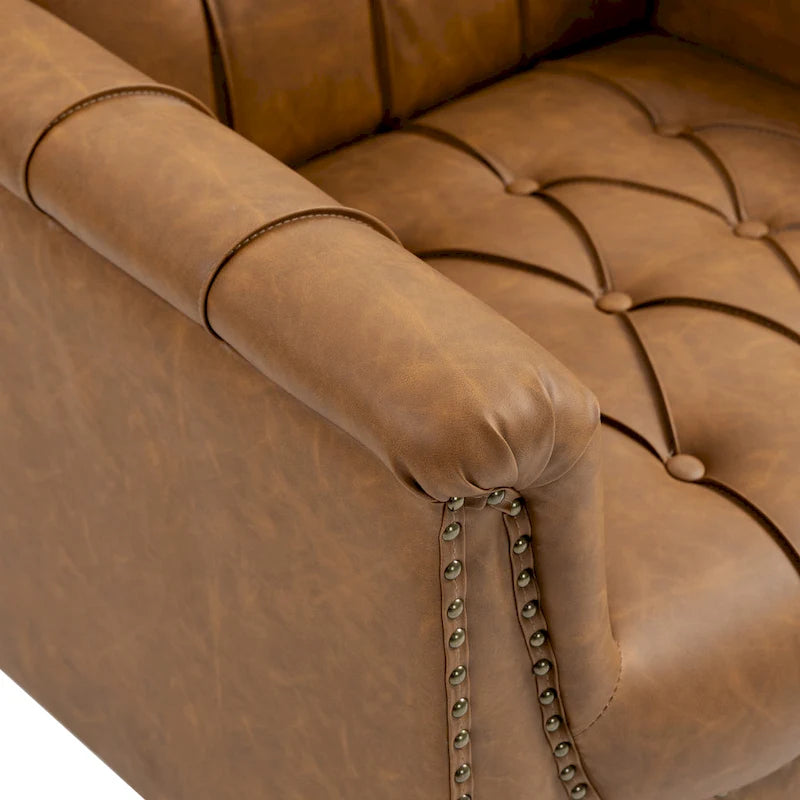Modern Tufted Accent Armchair with Nailhead Trim Set of 2