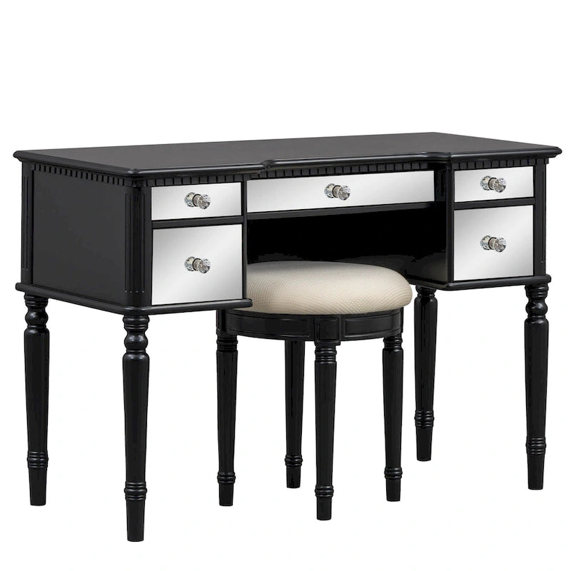 43 Dressing Table Set with Mirrored Drawers and Stool