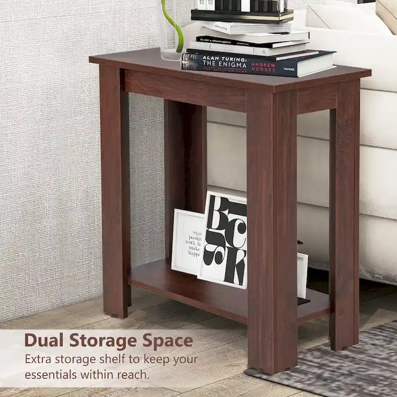Gymax 2 PCS 2-Tier End Table Modern Sofa Bedside Compact Nightstand w/