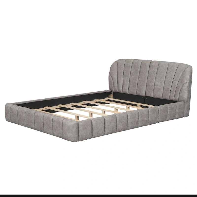 Modern Queen Size Upholstered Bed with Thick Fabric