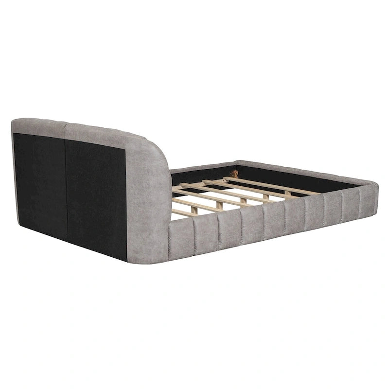 Modern Queen Size Upholstered Bed with Thick Fabric