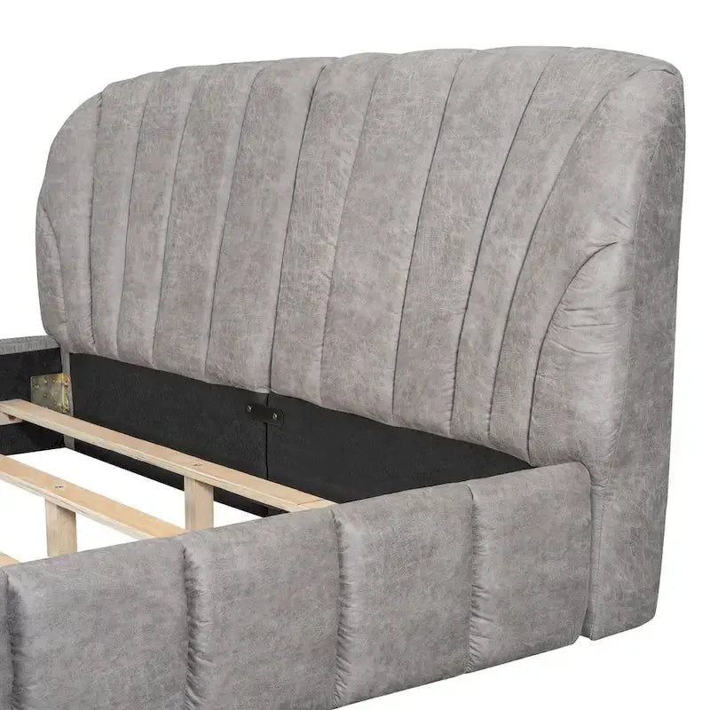 Modern Queen Size Upholstered Bed with Thick Fabric