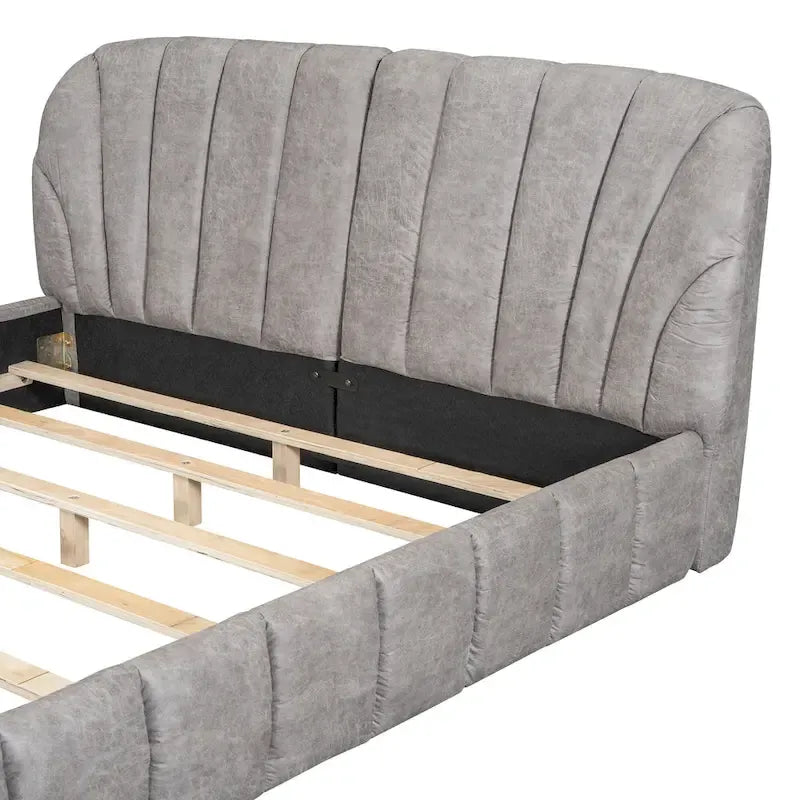 Modern Queen Size Upholstered Bed with Thick Fabric