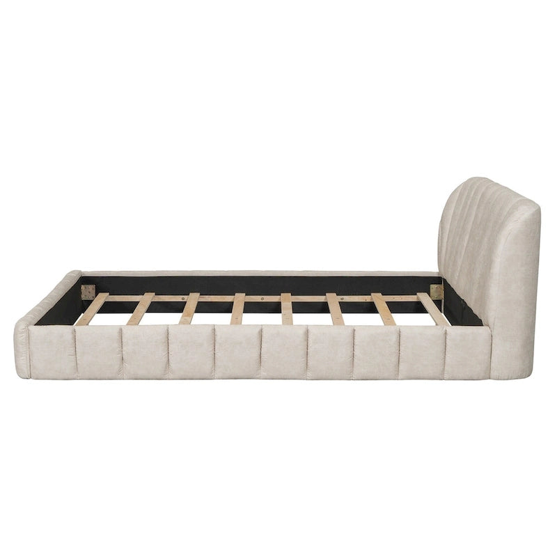 Modern Queen Size Upholstered Bed with Thick Fabric