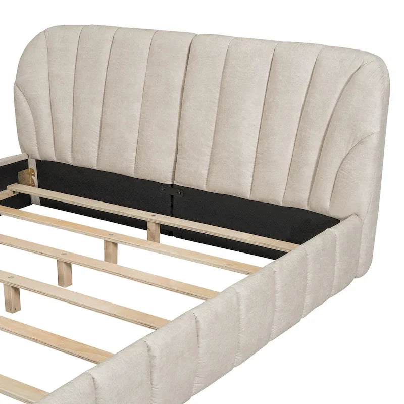Modern Queen Size Upholstered Bed with Thick Fabric