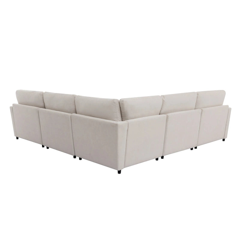 100.4 Spacious U-Shape 6 Seater Sectional Sofa with Removable Ottomans and Pillow, Flexible Configuration