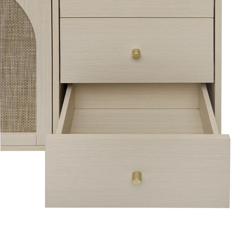 Modern 2-Door Storage Cabinet with 3 Drawers and Adjustable Shelves for Bedroom, Living Room, Study