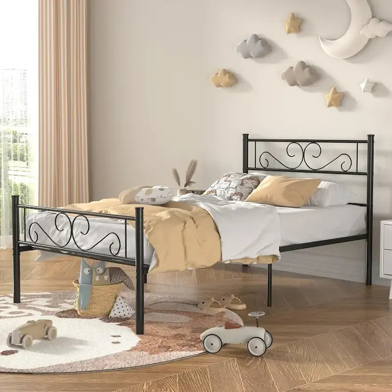 Metal Bed Frame with Headboard and Footboard- Twin/Full/Queen Size Bed