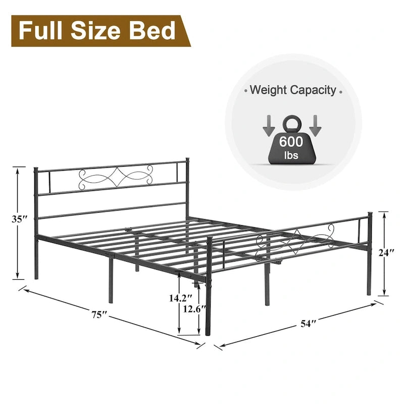 Metal Bed Frame with Headboard and Footboard- Twin/Full/Queen Size Bed