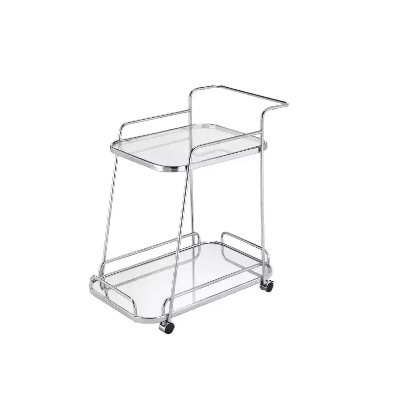 30" Aegis Clear Glass Serving Cart Chrome Finish - Acme Furniture: Beverage & Espresso Cart with Wheels