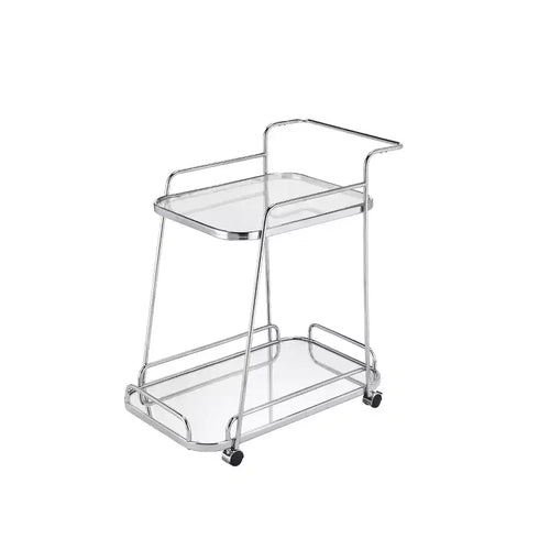 30" Aegis Clear Glass Serving Cart Chrome Finish - Acme Furniture: Beverage & Espresso Cart with Wheels