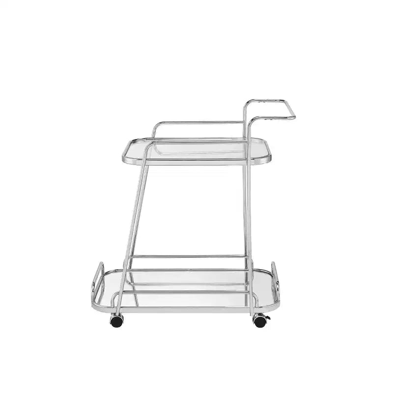 30" Aegis Clear Glass Serving Cart Chrome Finish - Acme Furniture: Beverage & Espresso Cart with Wheels