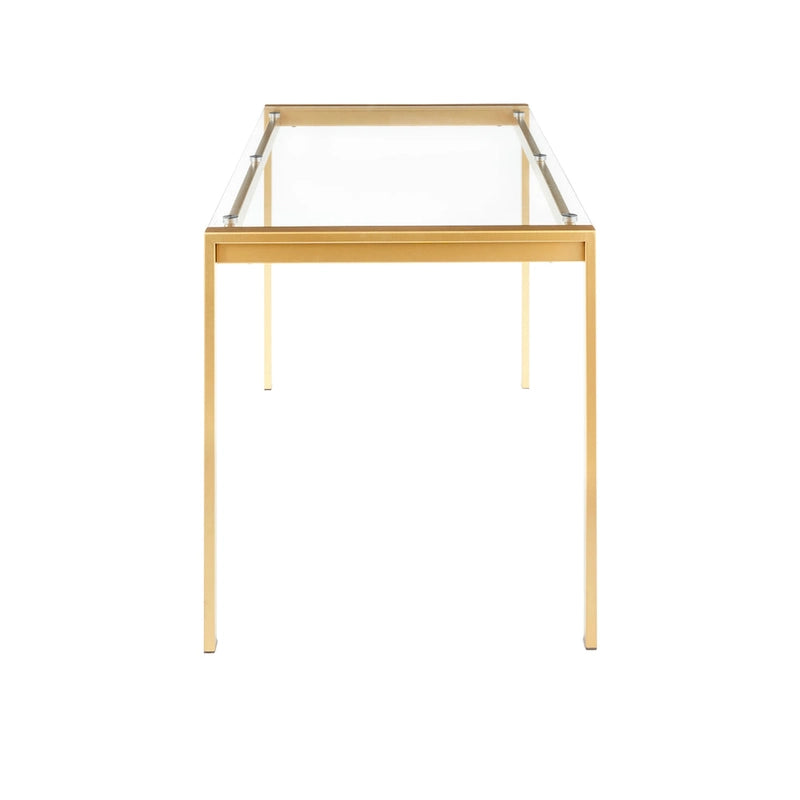 Fuji Contemporary-Glam Gold Dining Table - N/A
