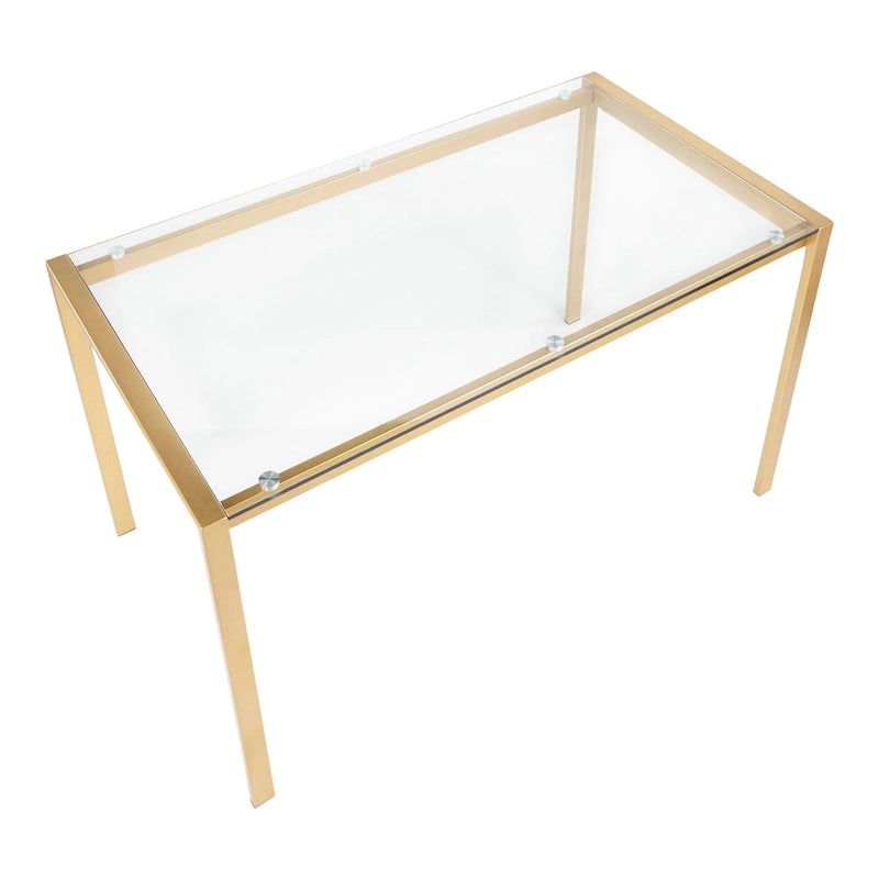 Fuji Contemporary-Glam Gold Dining Table - N/A