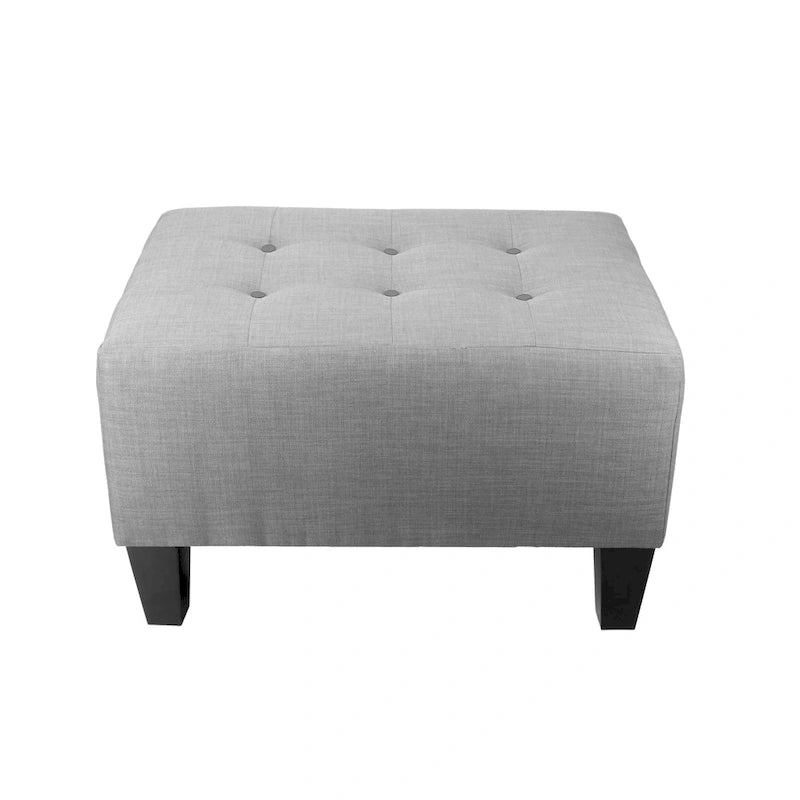 MJL Furniture MAX Squared Decorative Button Tufted Upholstered Grey Firm Ottoman