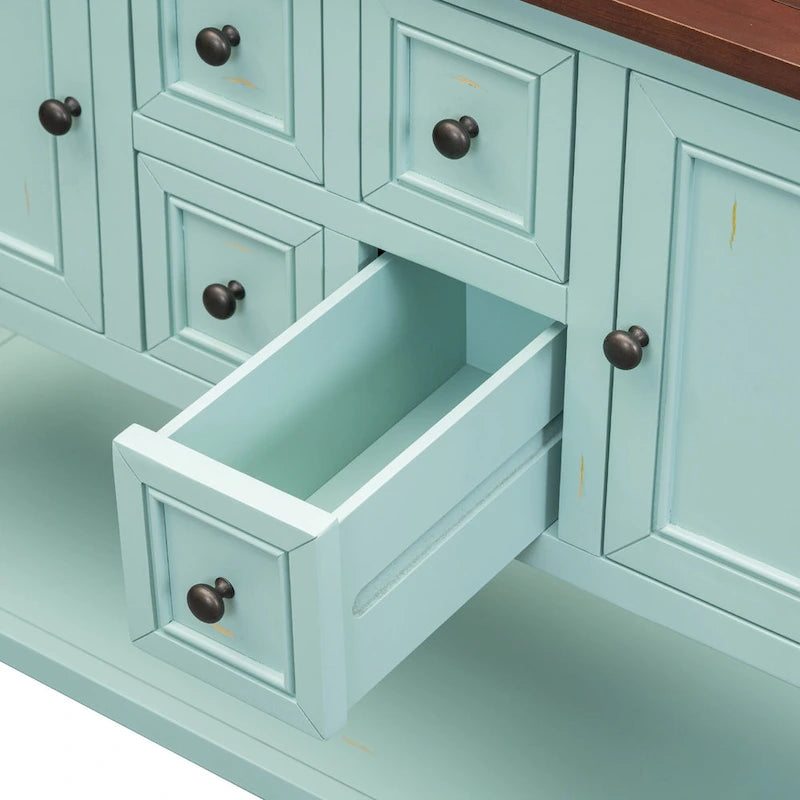 Nestfair Retro Sideboard Console Table with Drawers and Bottom Shelf