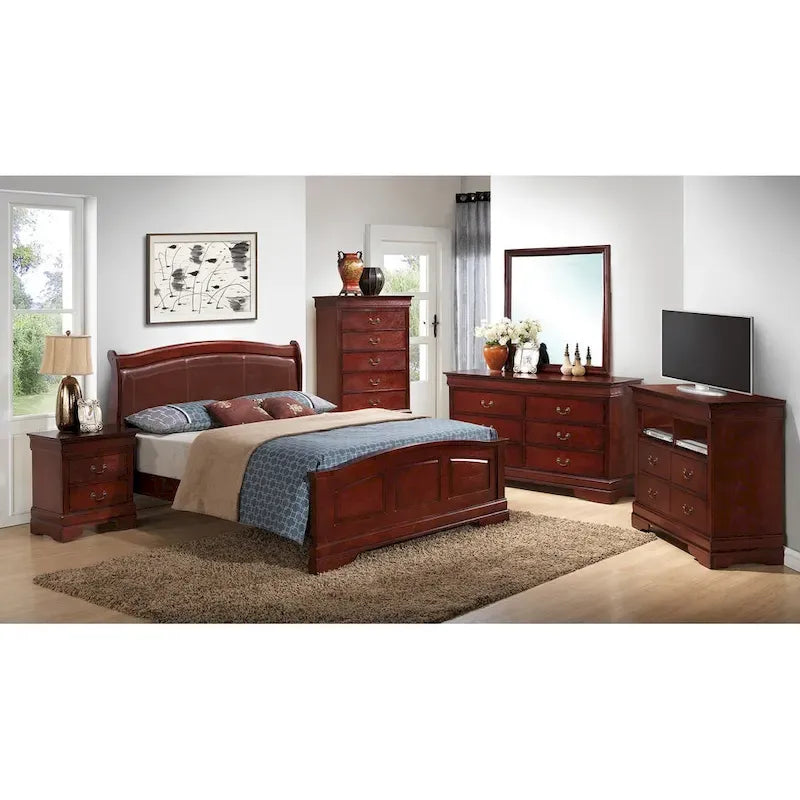Louis Philippe Upholstered Wood King Panel Bed