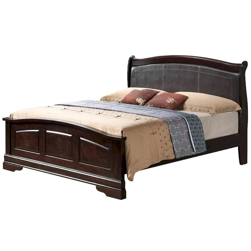 Louis Philippe Upholstered Wood King Panel Bed