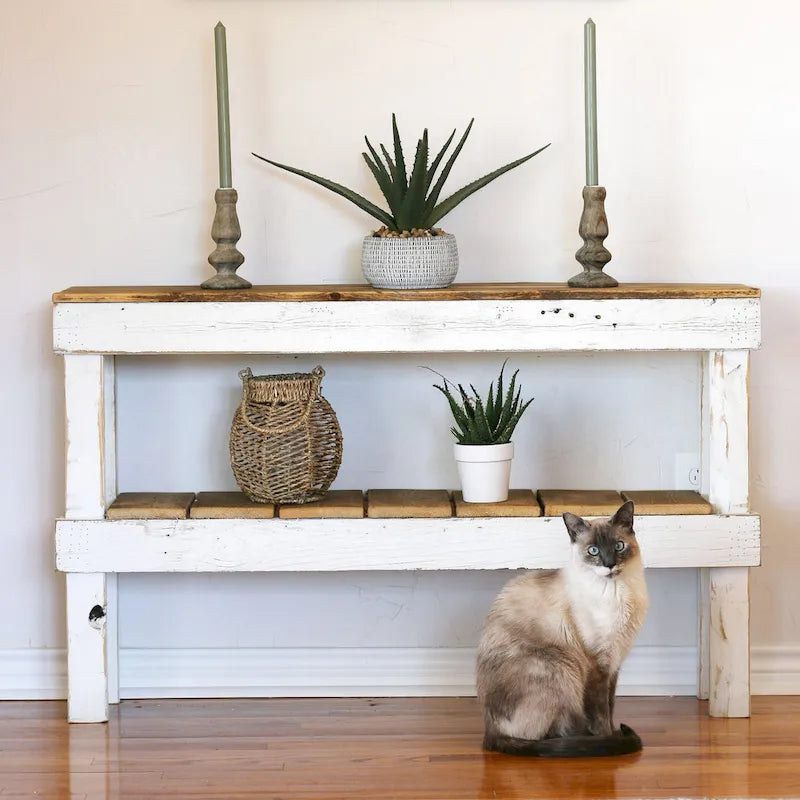 White Combo Double Tier Console