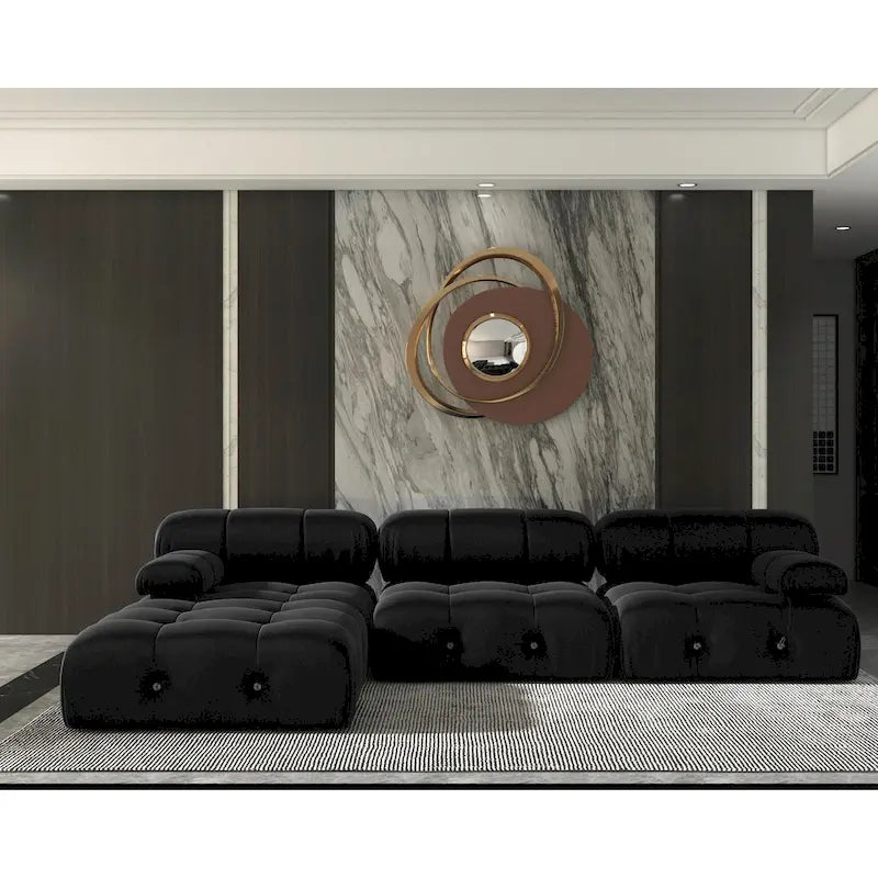 104 Convertible Modular Sectional Sofa, L-Shaped Minimalist Velvet Sofas Couches with Chaise Ottomans