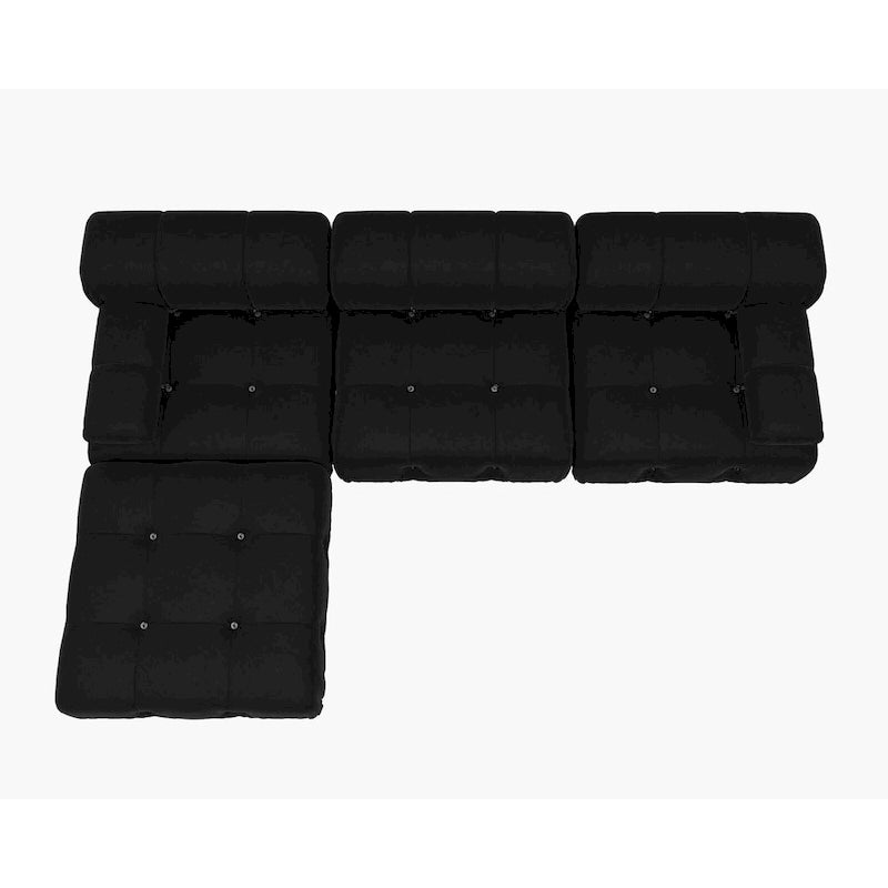 104 Convertible Modular Sectional Sofa, L-Shaped Minimalist Velvet Sofas Couches with Chaise Ottomans