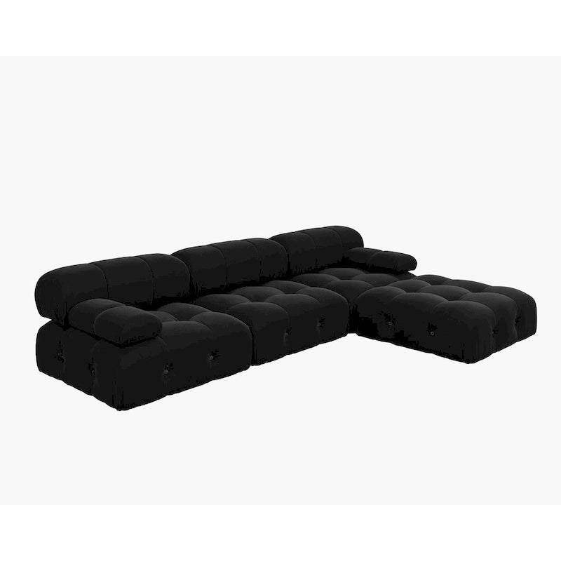 104 Convertible Modular Sectional Sofa, L-Shaped Minimalist Velvet Sofas Couches with Chaise Ottomans