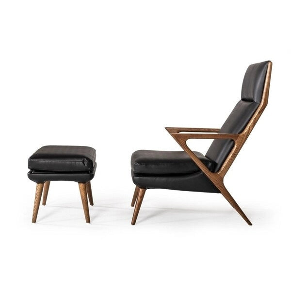 Modrest Fulton Modern Black Lounge Chair & Ottoman