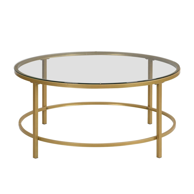Carolina Living Verazano Faux Marble Top 36 Round Coffee Table - Gold